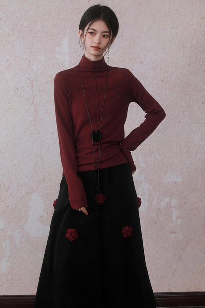 Stitched Half-Turtle Neck Top