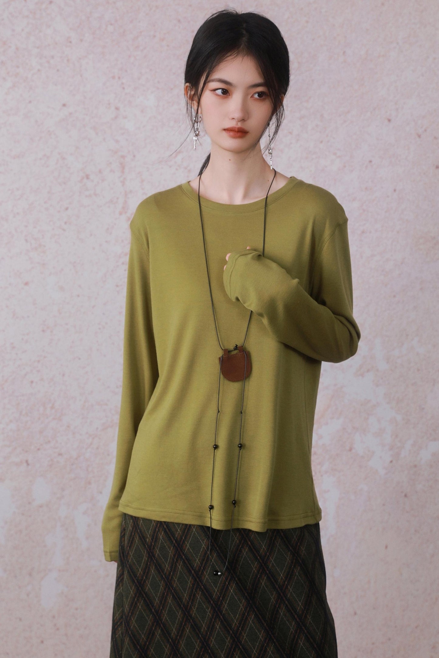 Round Neck Knit Long Top