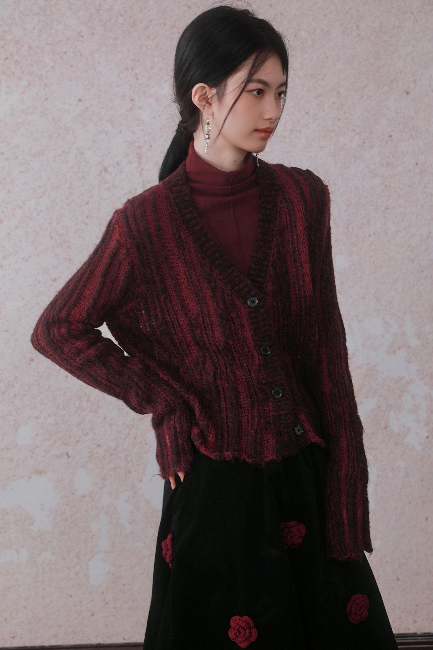 Dyed Knit Long Cardigan