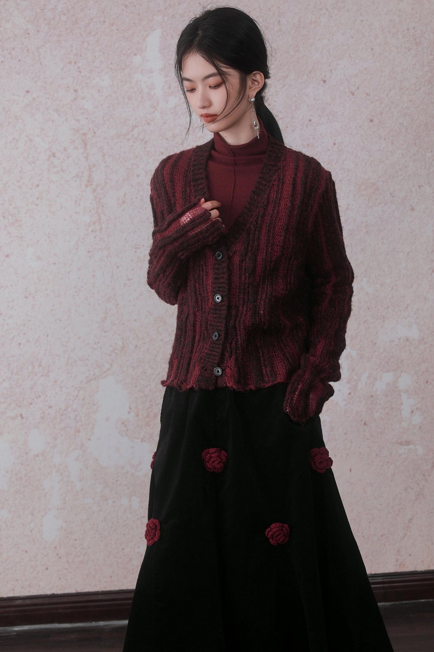 Dyed Knit Long Cardigan