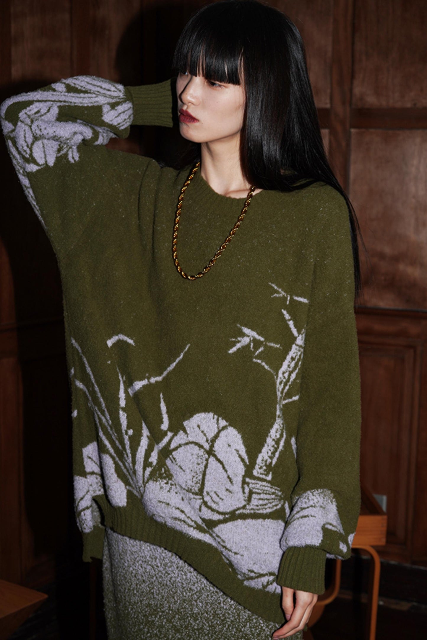 Thick Jacquard Knit Sweater Set-Up