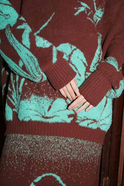 Thick Jacquard Knit Sweater Set-Up