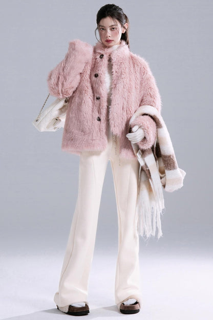 Ice Flower Fur-Lined Collar Jacke