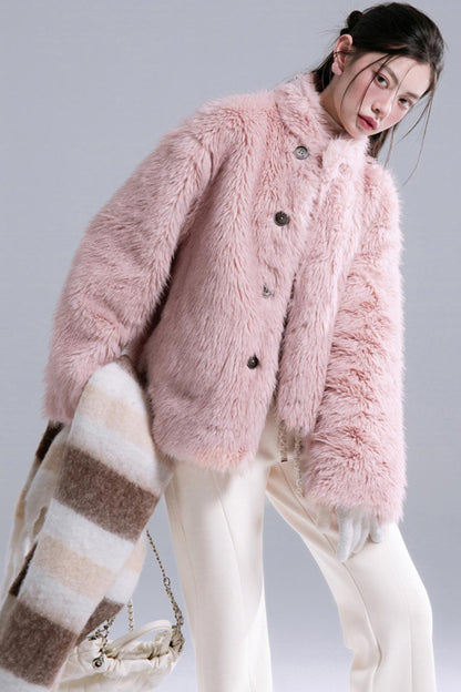 Ice Flower Fur-Lined Collar Jacke