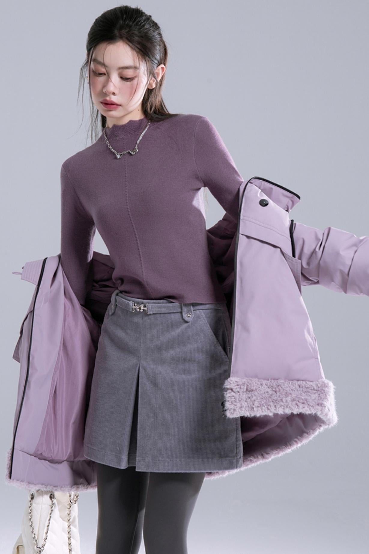 Misty Gray Purple Versatile Skirt