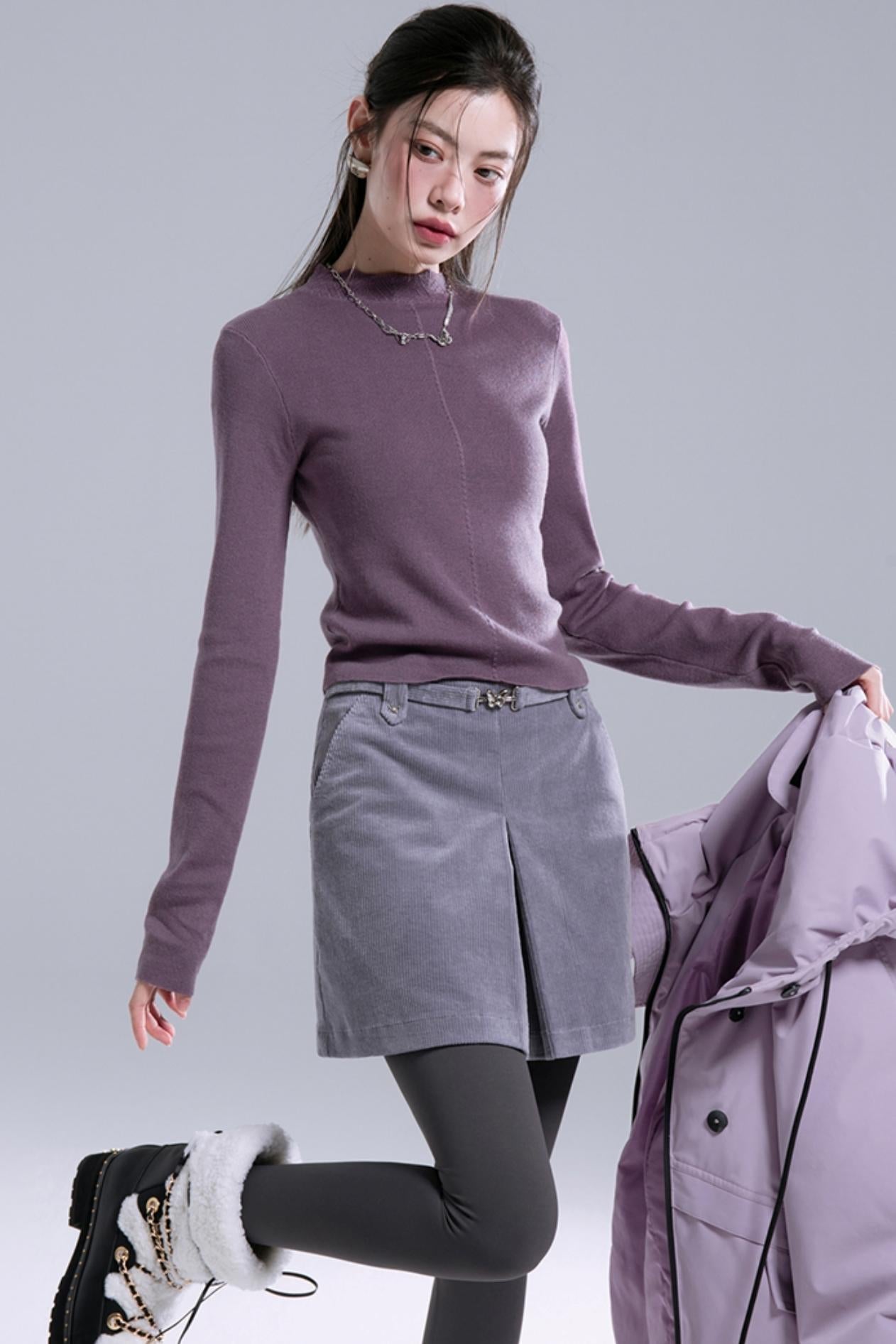 Misty Gray Purple Versatile Skirt