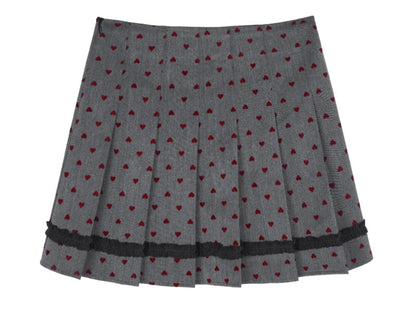 Red Vintage Pleated Chain Skirt