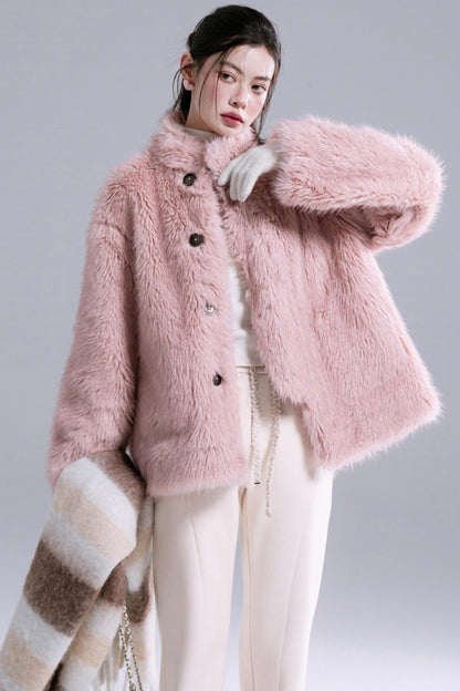 Ice Flower Fur-Lined Collar Jacke