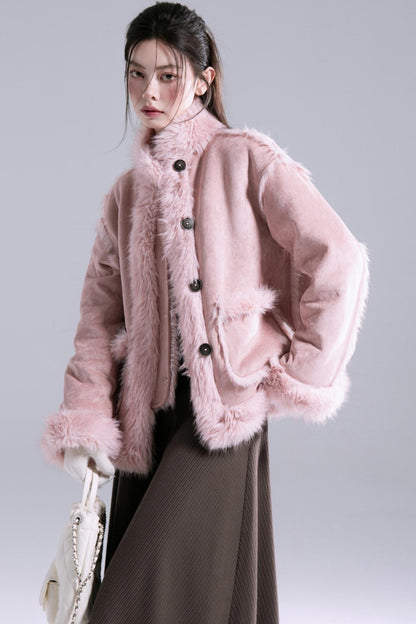 Ice Flower Fur-Lined Collar Jacke