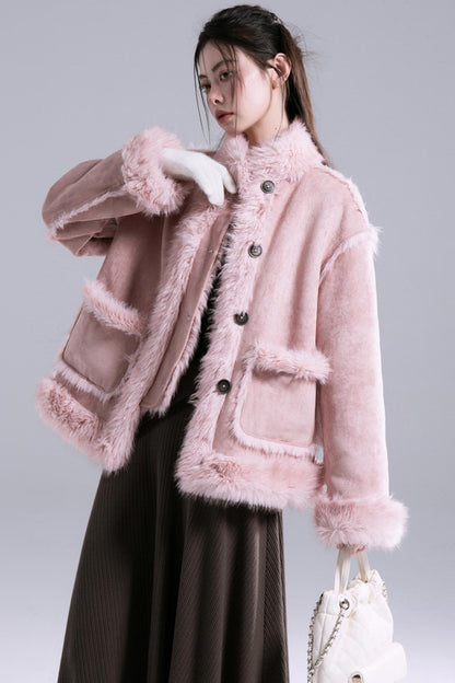 Ice Flower Fur-Lined Collar Jacke