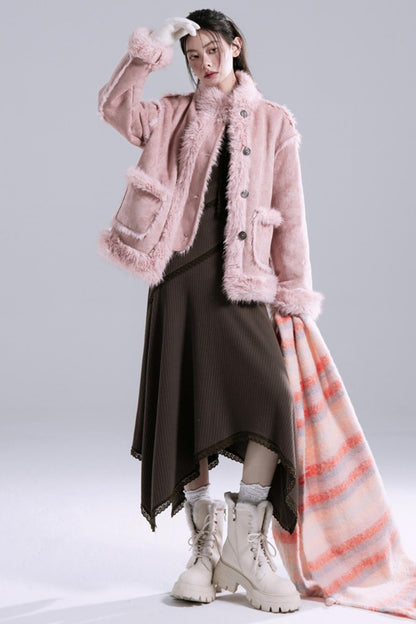 Ice Flower Fur-Lined Collar Jacke