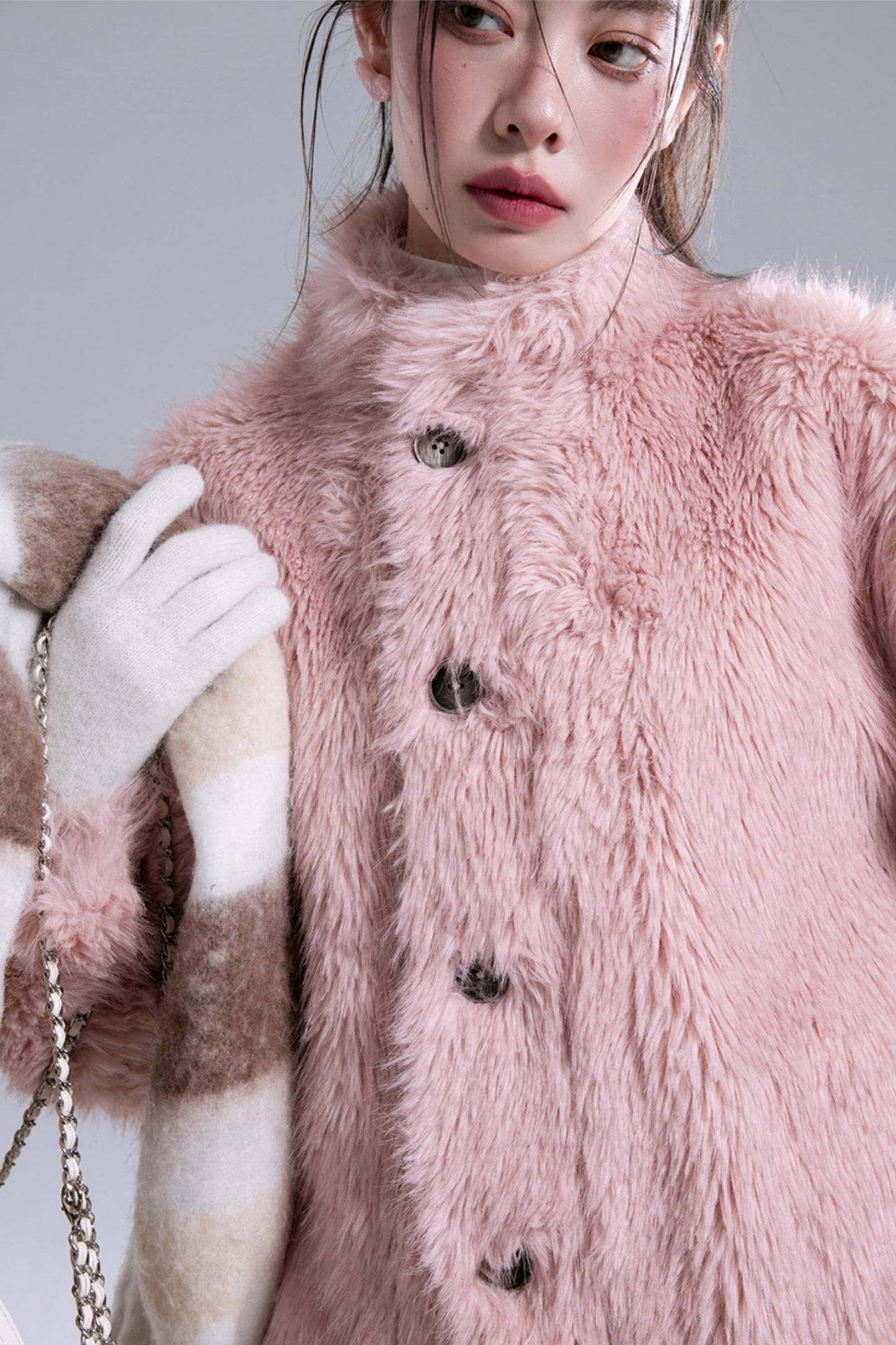 Ice Flower Fur-Lined Collar Jacke