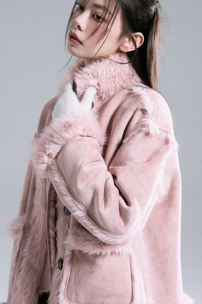 Ice Flower Fur-Lined Collar Jacke