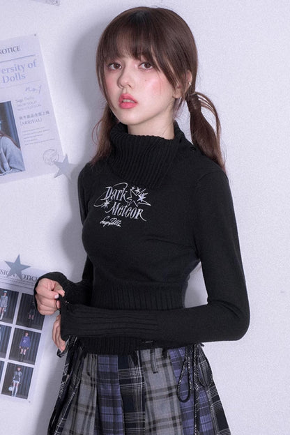 Adjustable Turtleneck Slim Knit Top