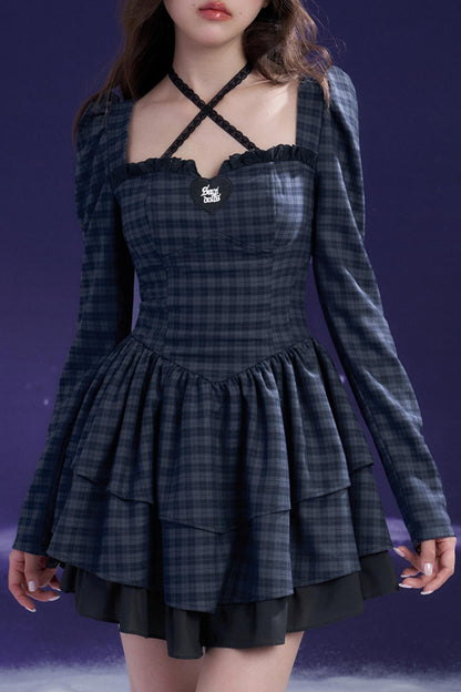 Princess Checkered Halterneck Dress