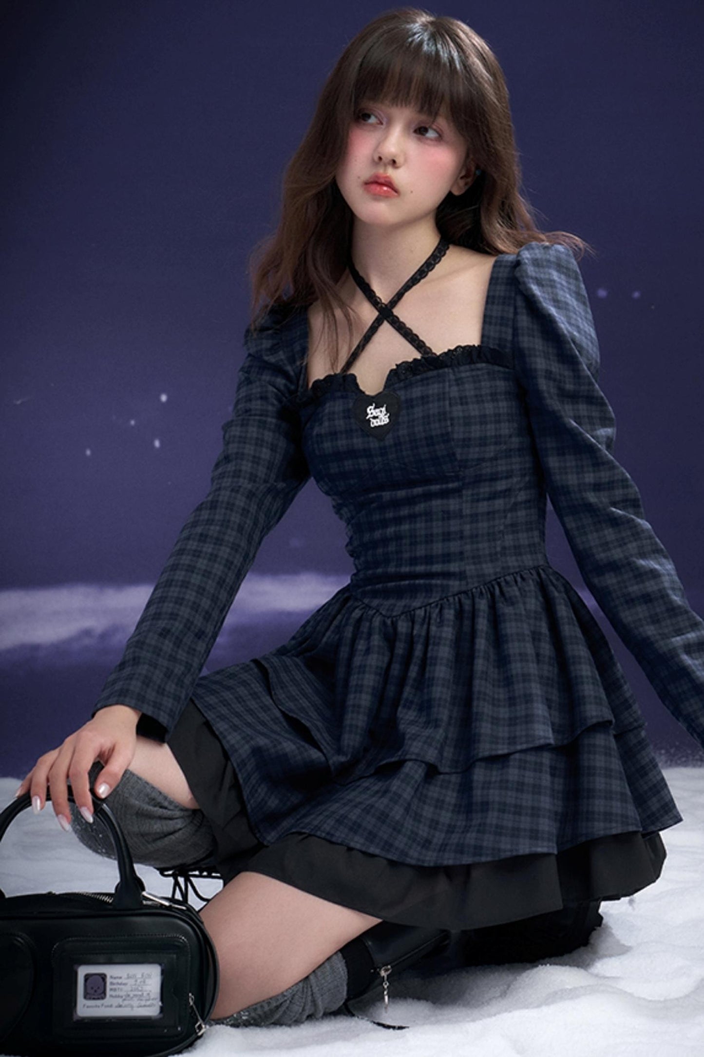 Princess Checkered Halterneck Dress