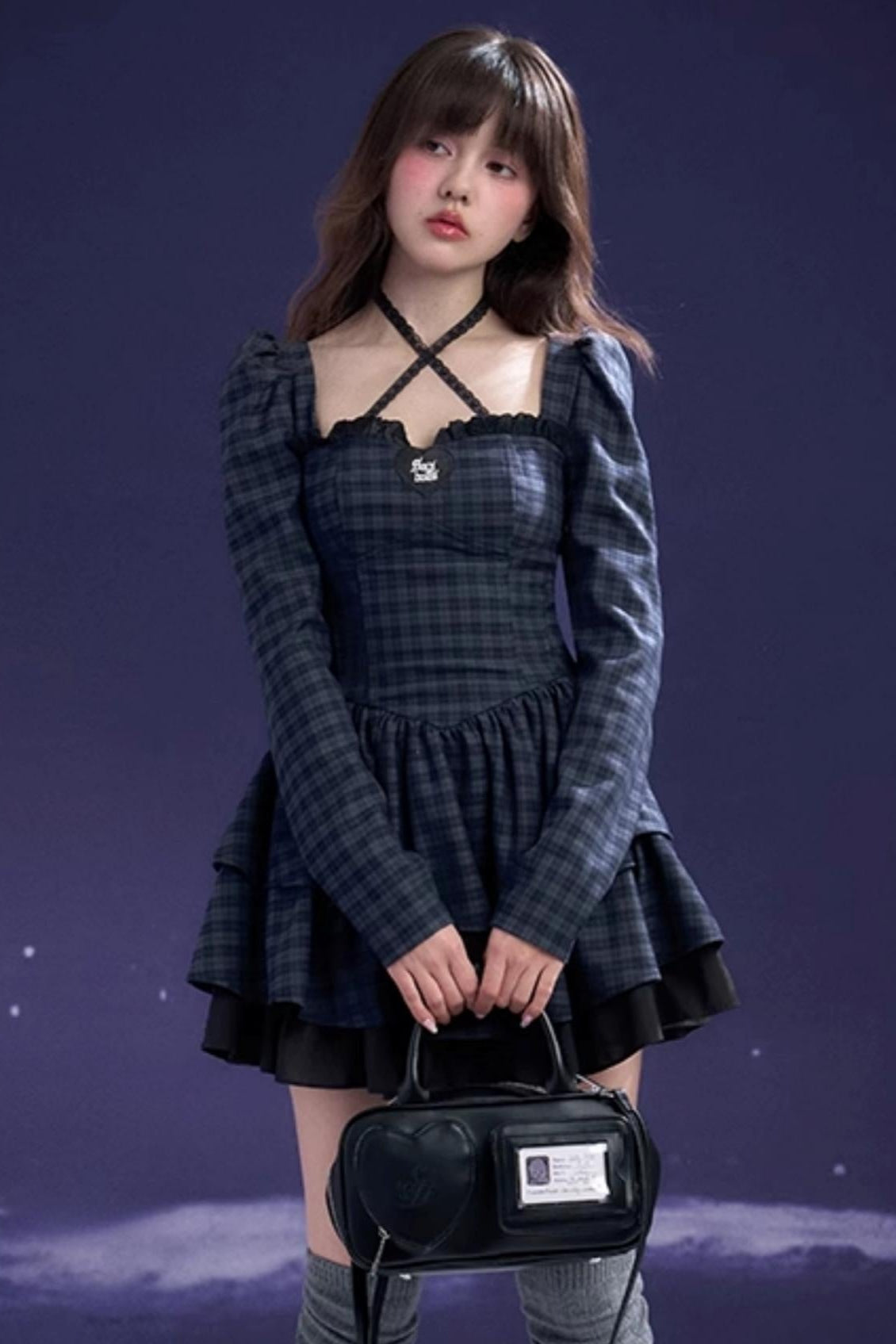 Princess Checkered Halterneck Dress