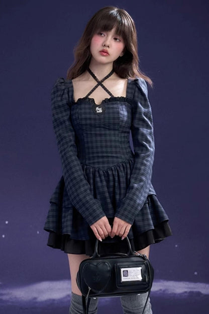 Princess Checkered Halterneck Dress