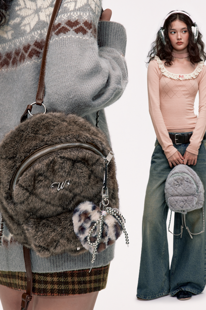 Furry Chain Mini Backpack