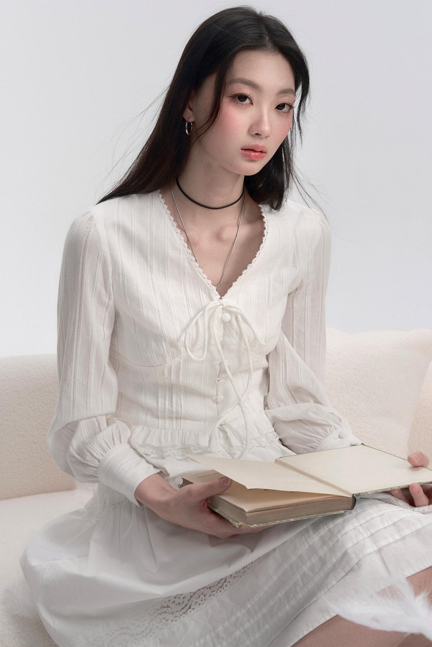 Romantic V-Neck Lace Shirt Top