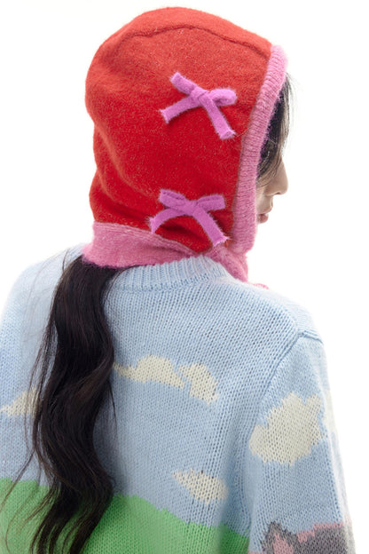 Bow Ear Protector Knit Hat