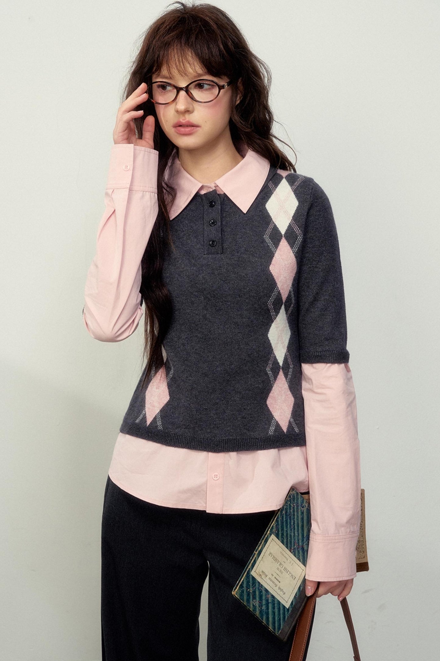 Classic Quilted Pattern Knitted Sweater