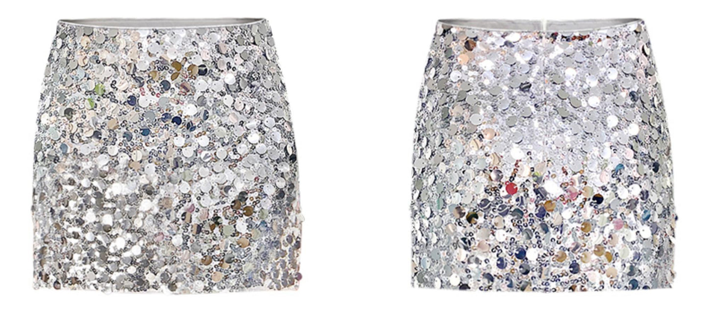 Modern Shiny Sequin Hip Skirt