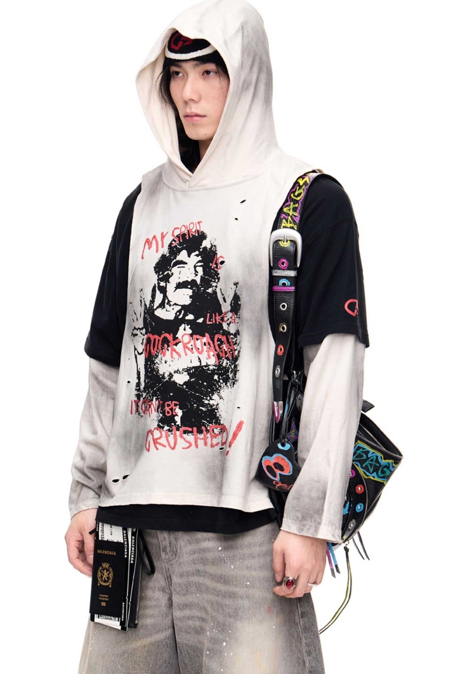 Vintage Patchwork Hooded T-Shirt