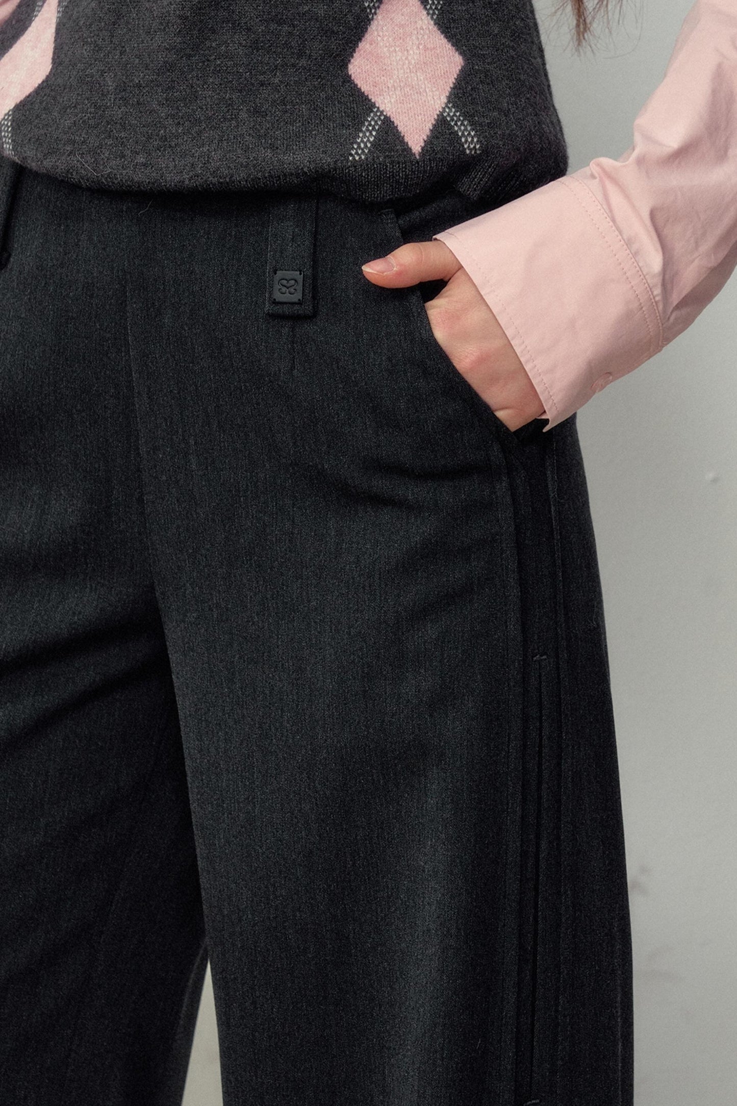 Dark Grey Straight Suit Pants