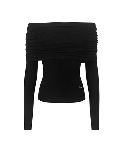 Swing Neck Slim Long-Sleeve Top