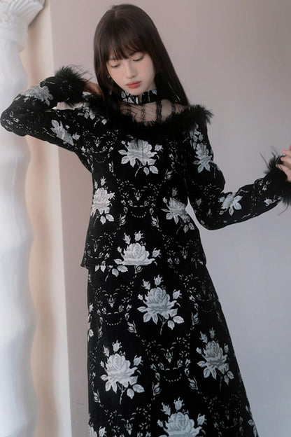 Plush Jacquard Cheongsam Top