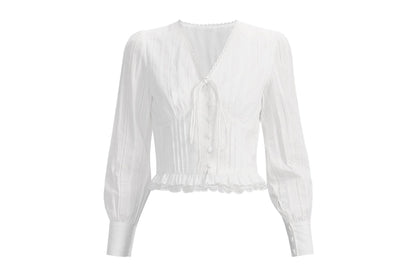 Romantic V-Neck Lace Shirt Top