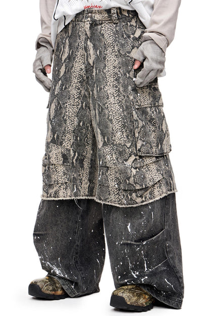 Splash-Ink Straight Cargo Pants