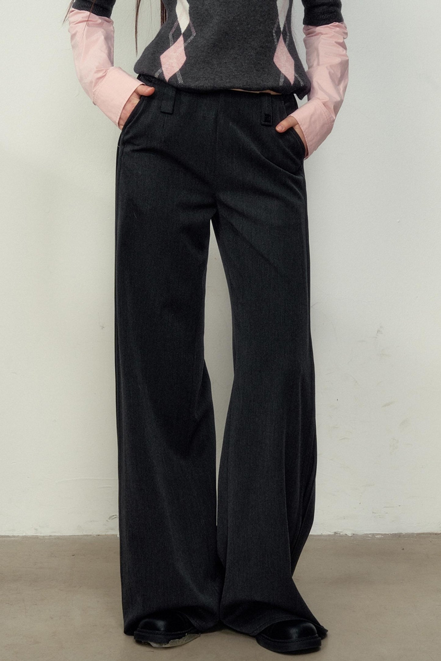 Dark Grey Straight Suit Pants