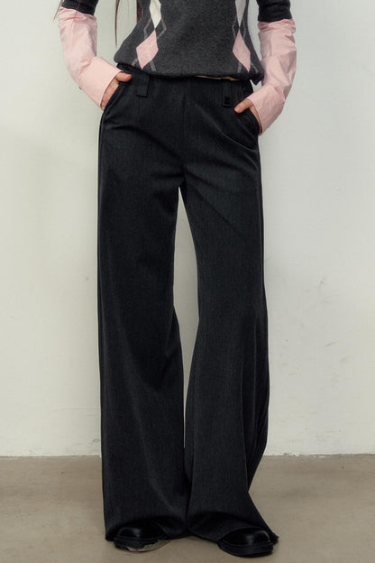 Dark Grey Straight Suit Pants