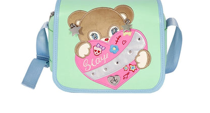 Mint Bear Embroidered Crossbody Bag