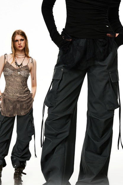 Loose Fit Cargo Wide Pants