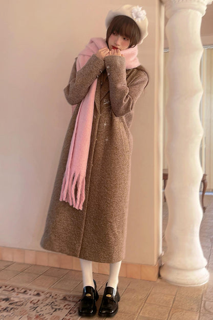 Star Embroidered Tweed Long Coat