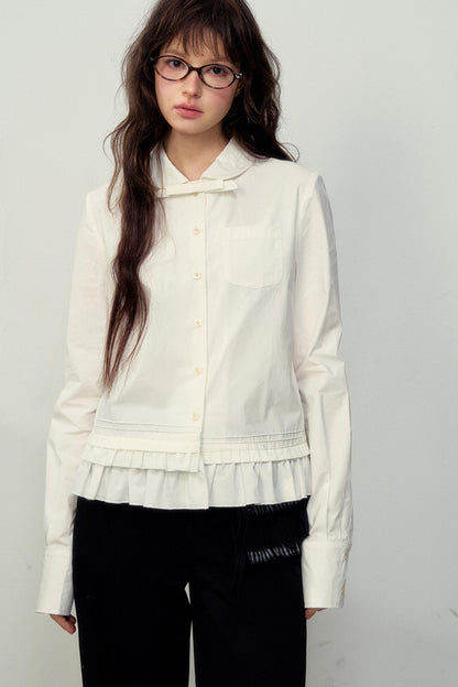 Romantic Lace-Hem Loose Shirt