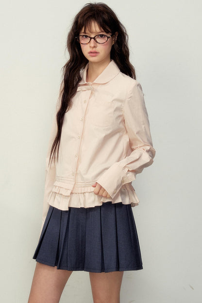 Romantic Lace-Hem Loose Shirt