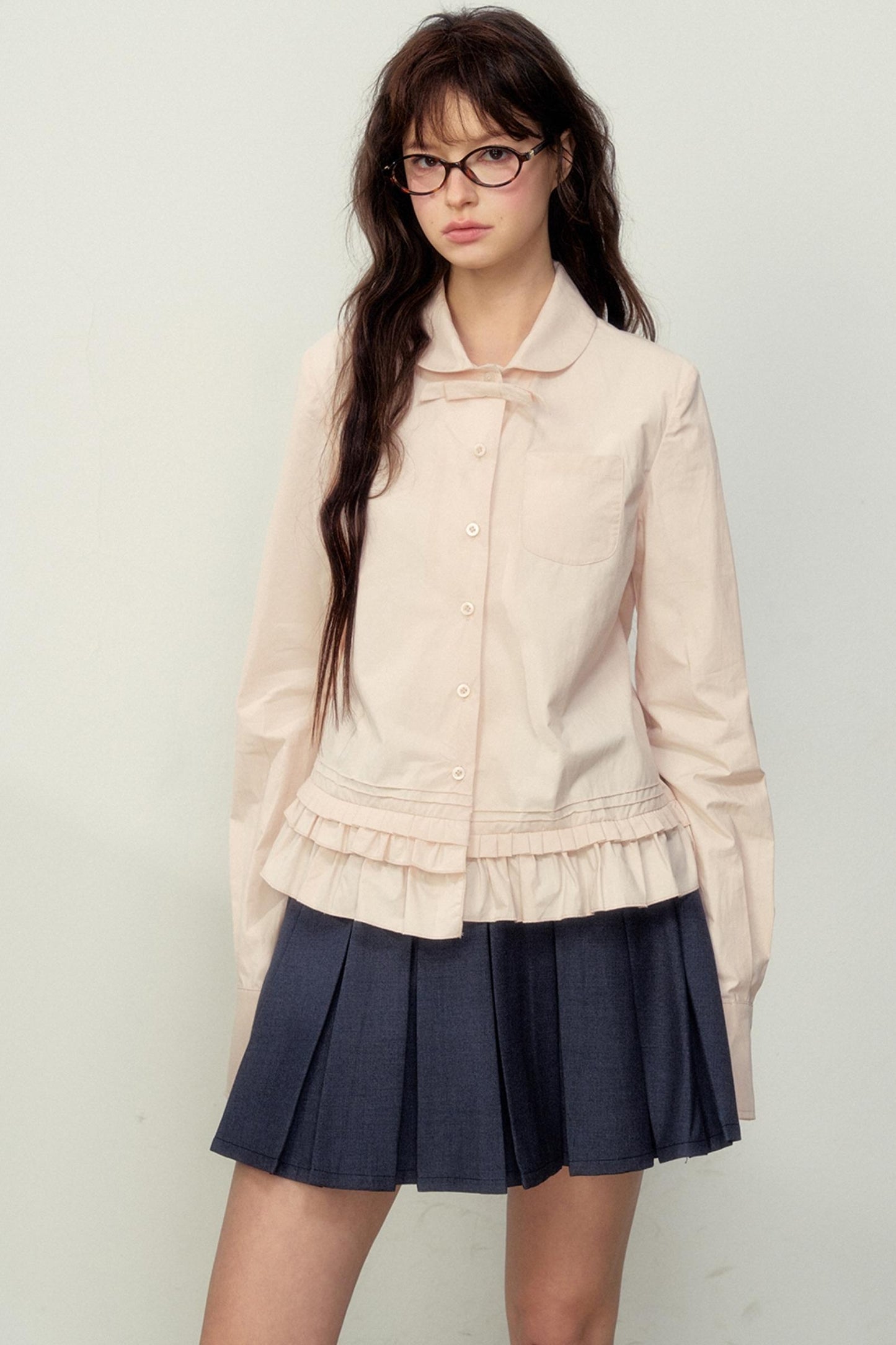 Romantic Lace-Hem Loose Shirt