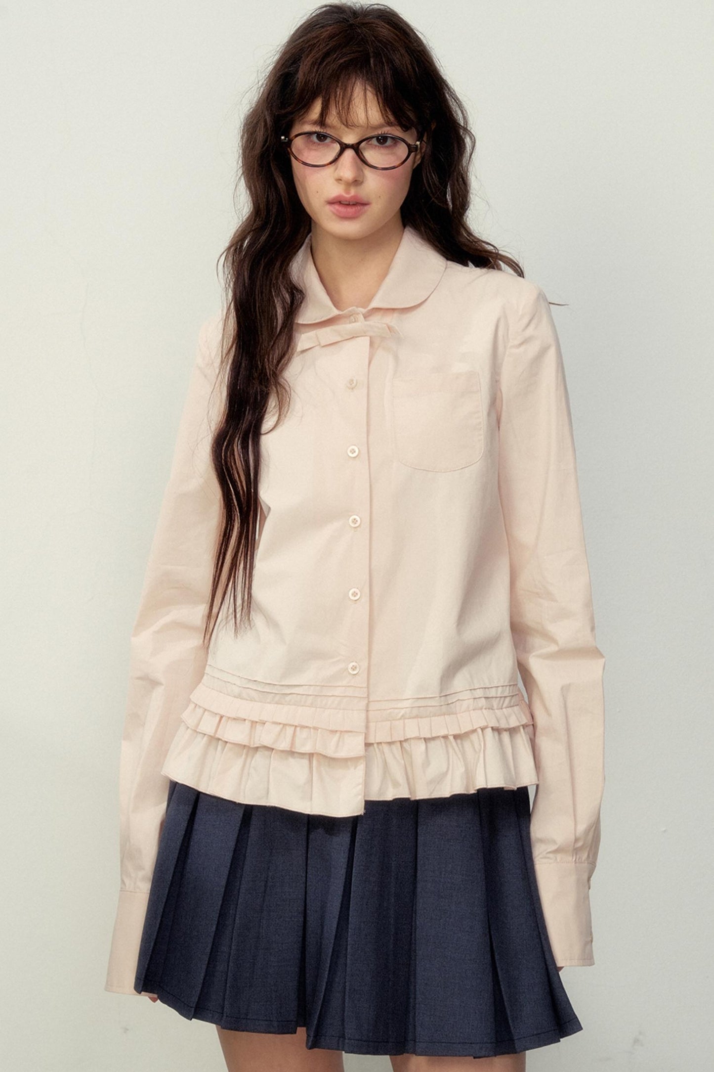 Romantic Lace-Hem Loose Shirt