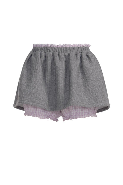 Pink-Gray Check Knit Top Set-Up