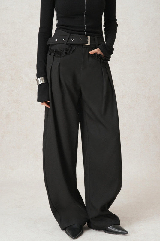 Adjustable Waist Ruffle Pants