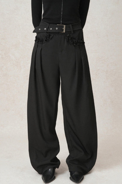 Adjustable Waist Ruffle Pants