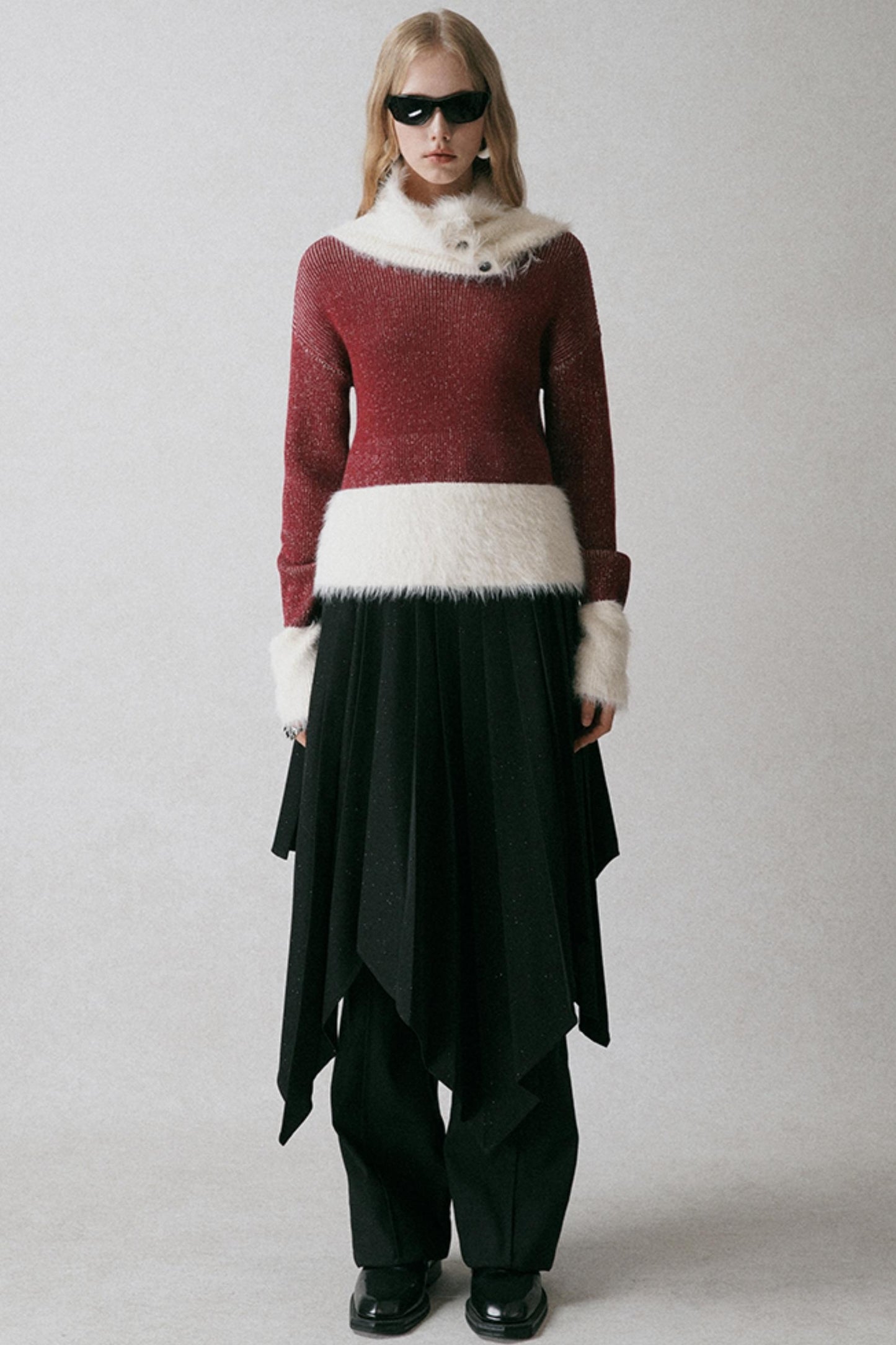 Mink Plush Red Knit Top