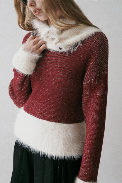 Mink Plush Red Knit Top