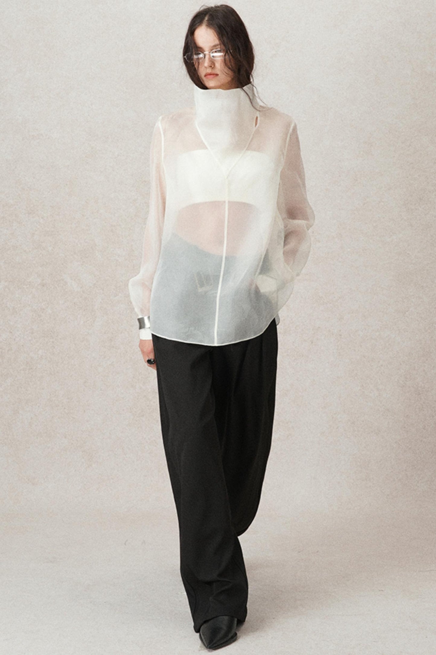 Mulberry Silk Hood Collar Shirt Top