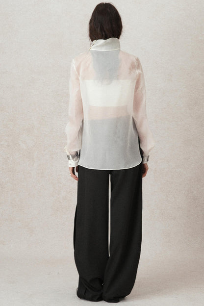 Mulberry Silk Hood Collar Shirt Top