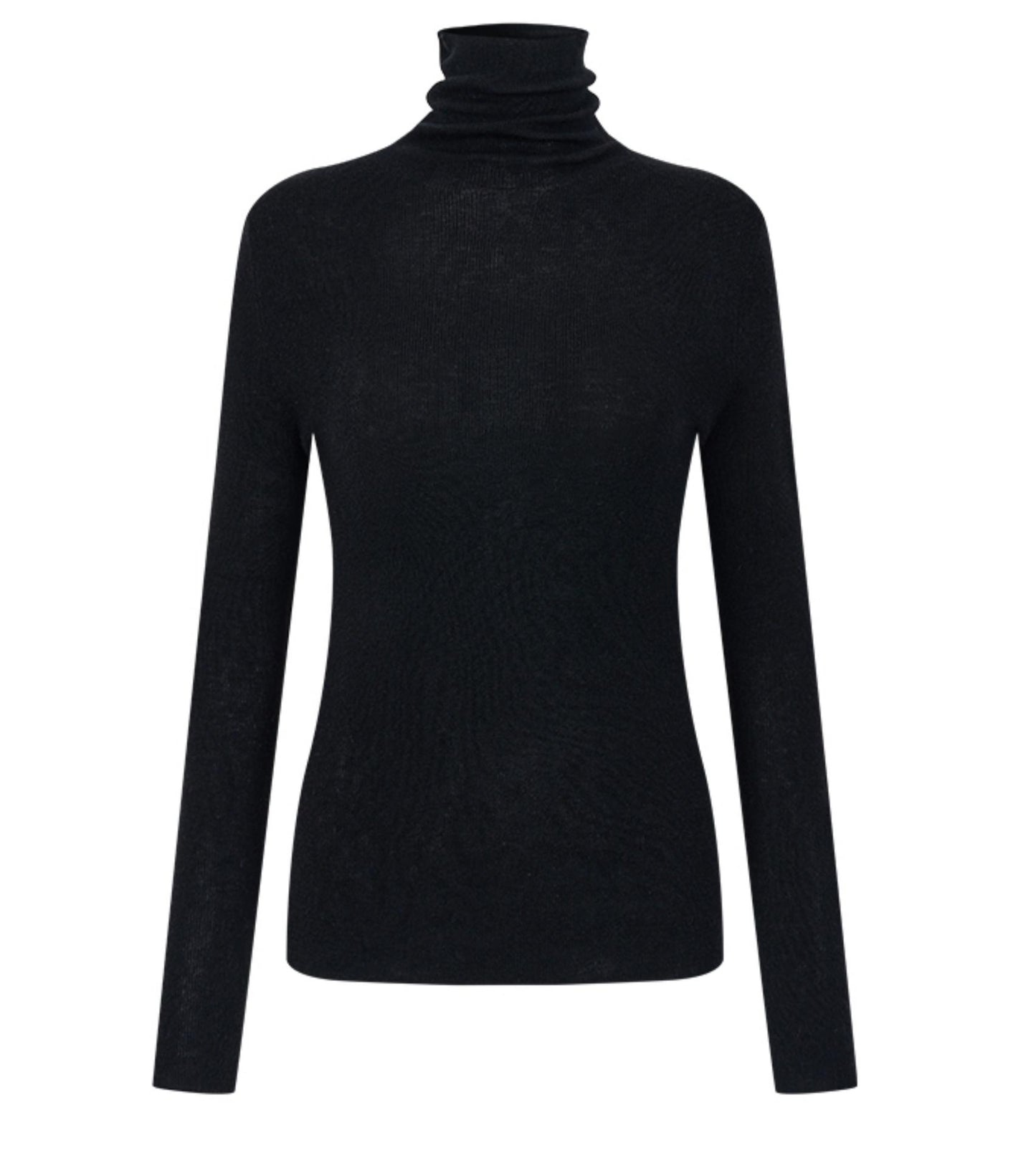 High-Neck Slim Wool Sweater Top